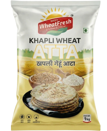 Khapli Wheat Atta pack from Bhos’s WheatFresh